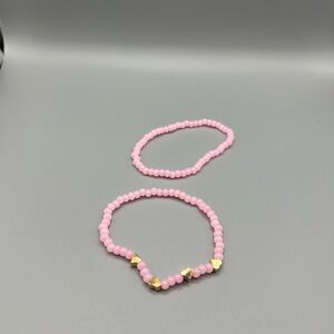 ❤️3/$8❤️ Pink Beaded Bracelet Set with Gold Accents - HANDMADE #199